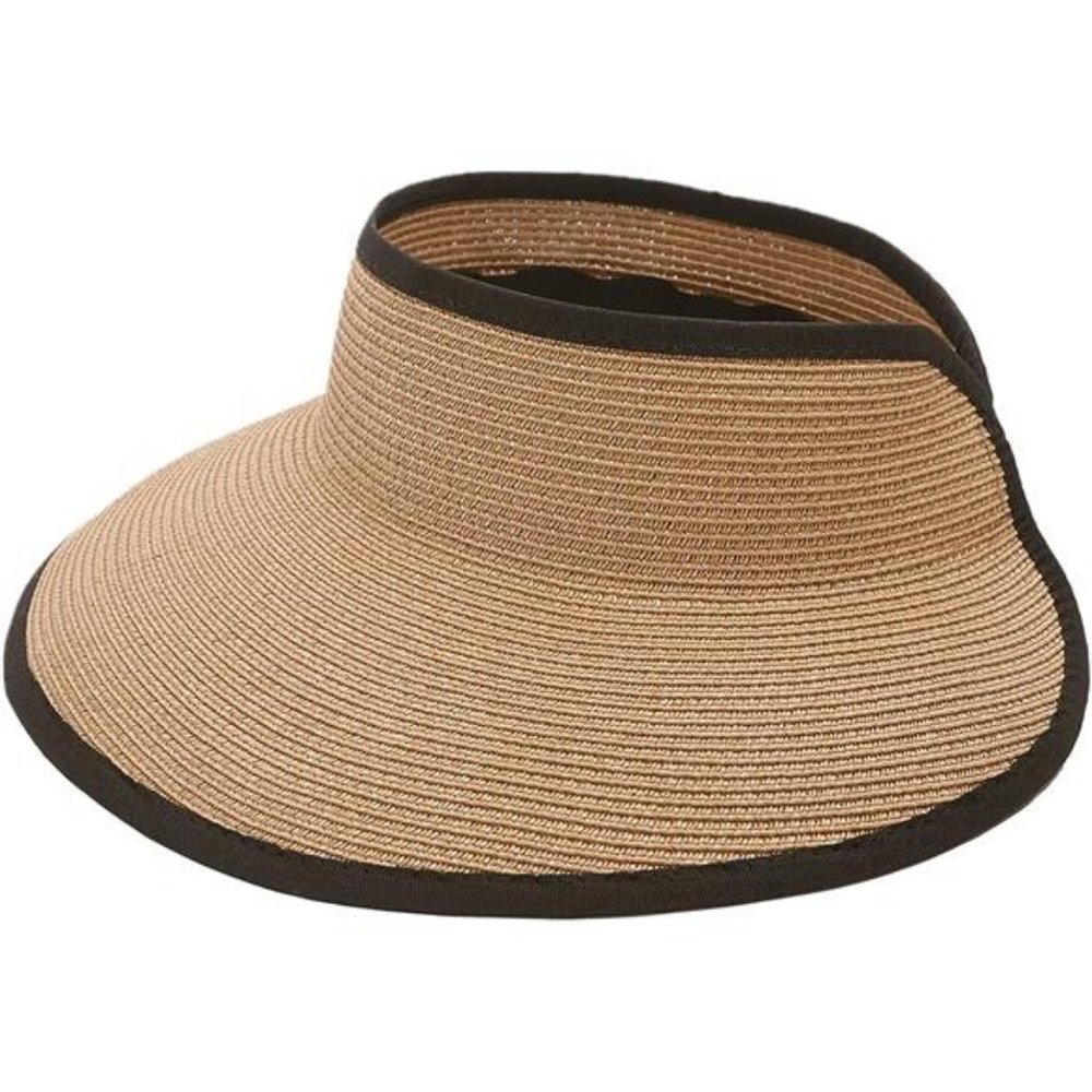 New Sun Visor Hats for Wome  Summer‎ Ponytail Foldable Straw Beach Hat UPF 50+